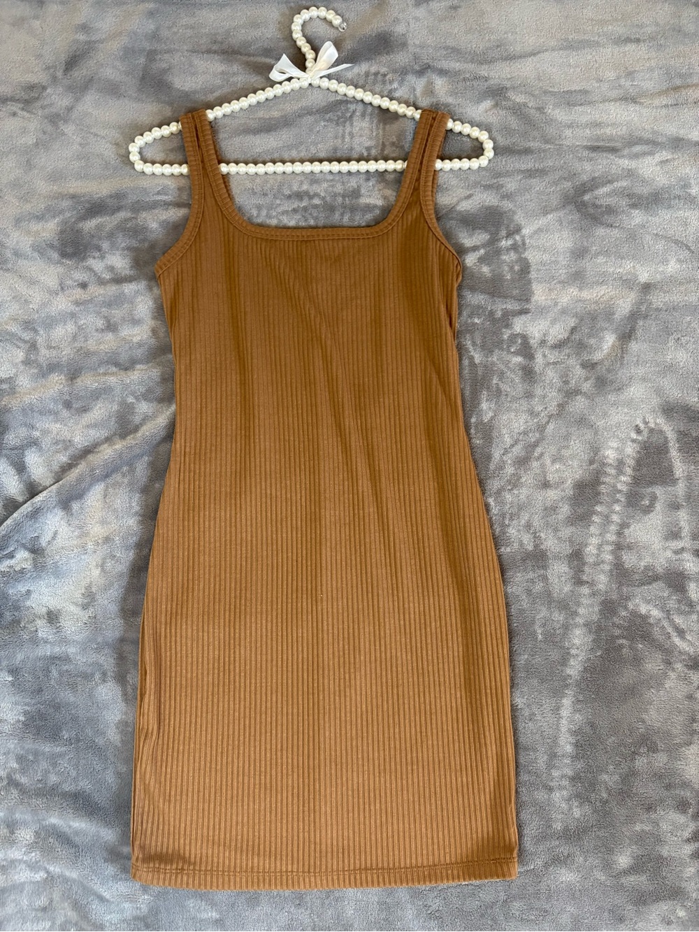 iris Ribbed Tank Mini Dress in Chestnut Brown